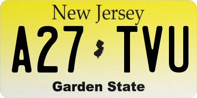 NJ license plate A27TVU