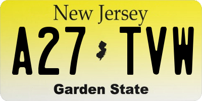 NJ license plate A27TVW