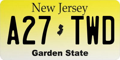 NJ license plate A27TWD