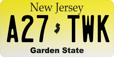 NJ license plate A27TWK