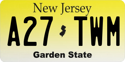 NJ license plate A27TWM