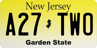 NJ license plate A27TWO