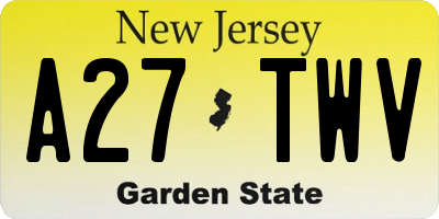 NJ license plate A27TWV