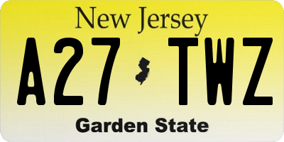 NJ license plate A27TWZ