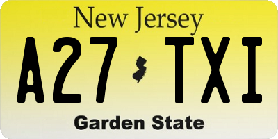 NJ license plate A27TXI