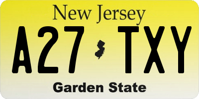 NJ license plate A27TXY