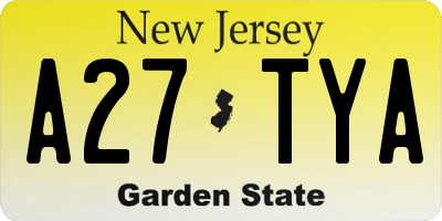 NJ license plate A27TYA