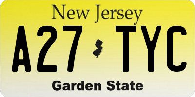 NJ license plate A27TYC