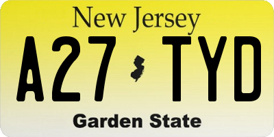 NJ license plate A27TYD