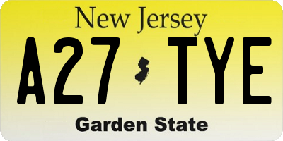 NJ license plate A27TYE