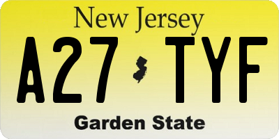 NJ license plate A27TYF