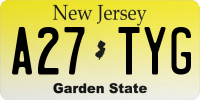 NJ license plate A27TYG