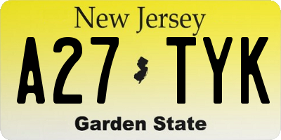 NJ license plate A27TYK