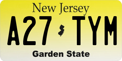 NJ license plate A27TYM