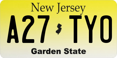 NJ license plate A27TYO