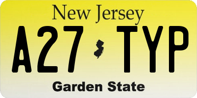 NJ license plate A27TYP