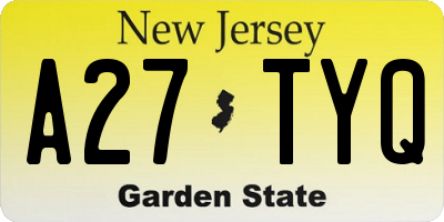 NJ license plate A27TYQ