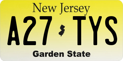 NJ license plate A27TYS
