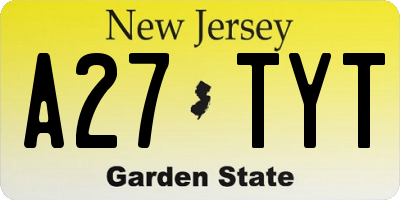 NJ license plate A27TYT
