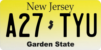 NJ license plate A27TYU