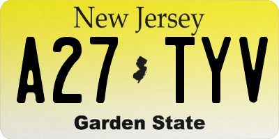 NJ license plate A27TYV