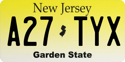 NJ license plate A27TYX