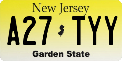 NJ license plate A27TYY