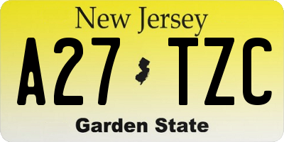 NJ license plate A27TZC