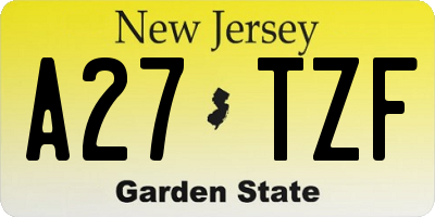 NJ license plate A27TZF