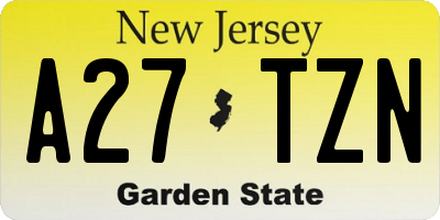 NJ license plate A27TZN