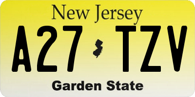 NJ license plate A27TZV