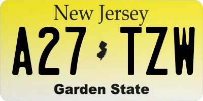 NJ license plate A27TZW
