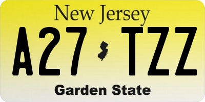 NJ license plate A27TZZ