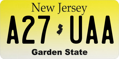 NJ license plate A27UAA