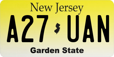 NJ license plate A27UAN