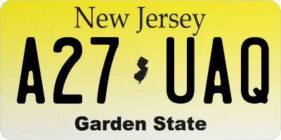 NJ license plate A27UAQ