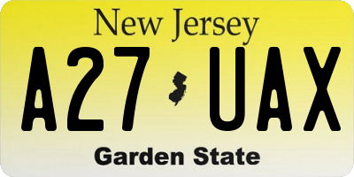 NJ license plate A27UAX
