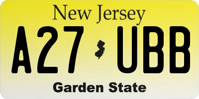 NJ license plate A27UBB