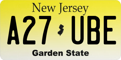 NJ license plate A27UBE