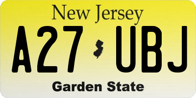 NJ license plate A27UBJ