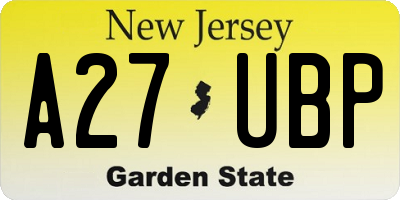 NJ license plate A27UBP