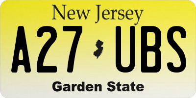 NJ license plate A27UBS