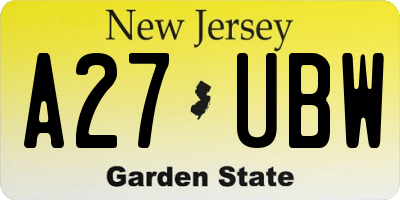 NJ license plate A27UBW