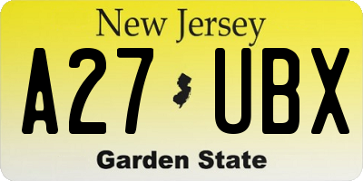 NJ license plate A27UBX