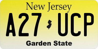 NJ license plate A27UCP