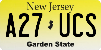 NJ license plate A27UCS