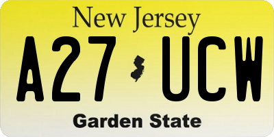 NJ license plate A27UCW