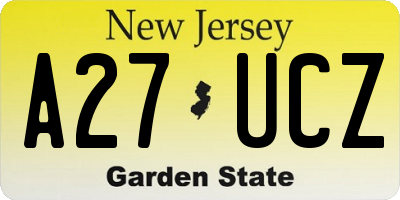 NJ license plate A27UCZ