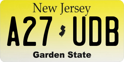 NJ license plate A27UDB