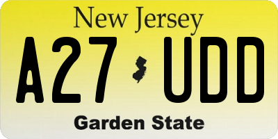 NJ license plate A27UDD